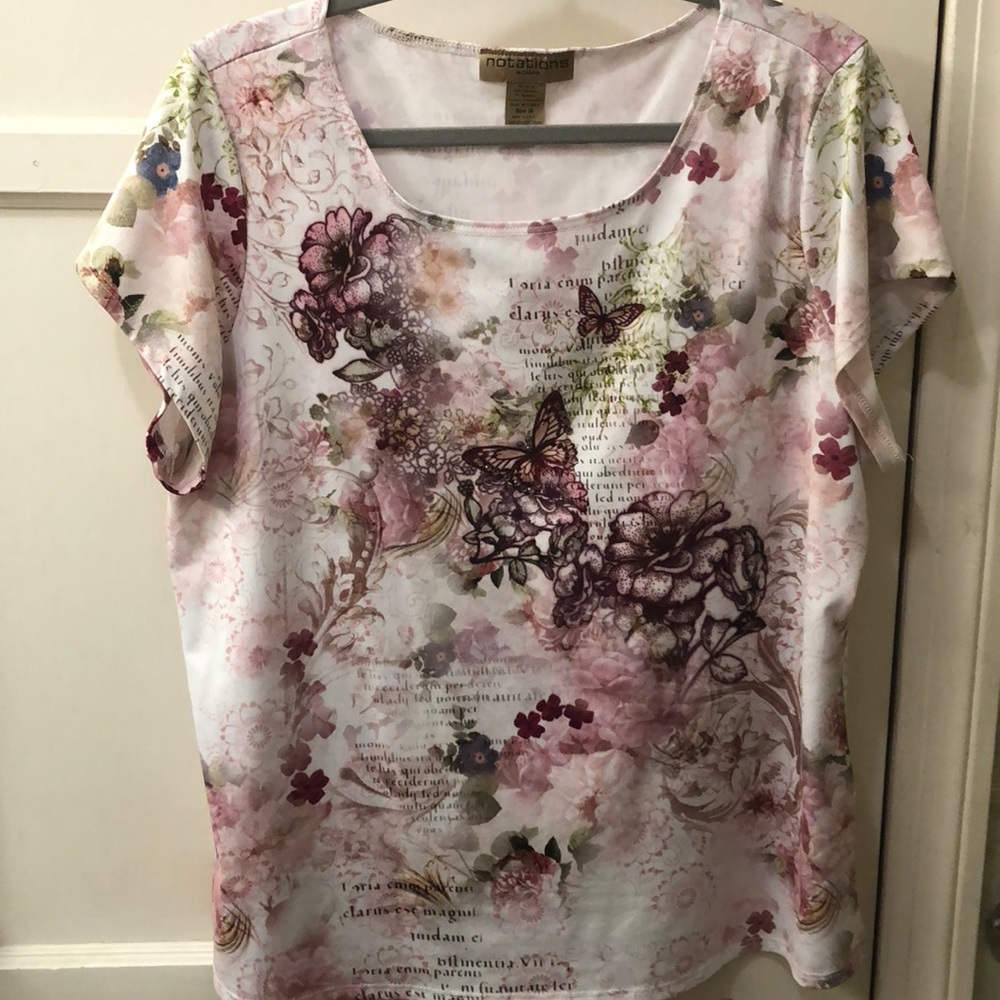 Pink and burgundy top.